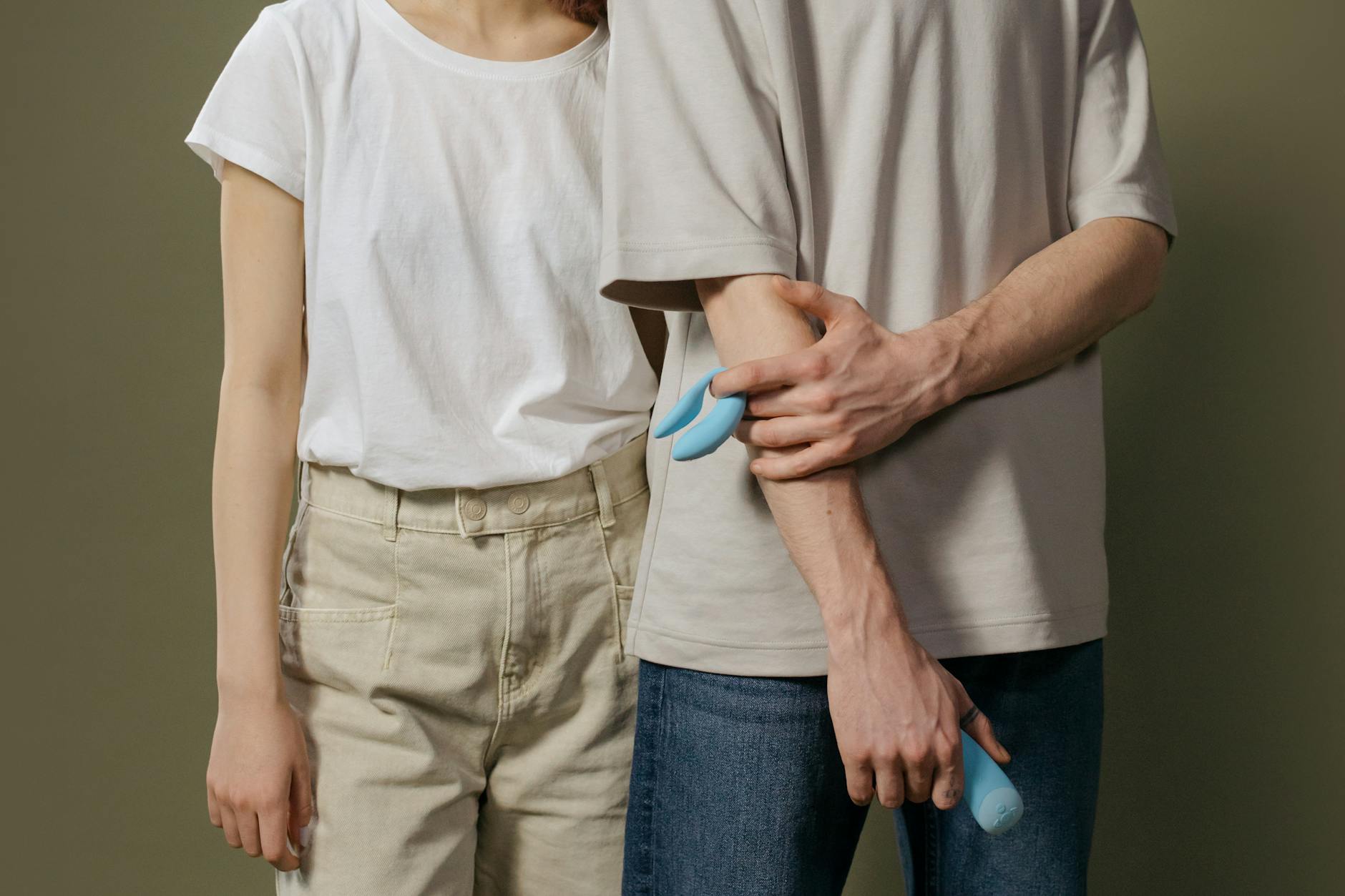 A couple exploring intimacy together with a modern vibrator, representing how medication changes affect shared pleasure.